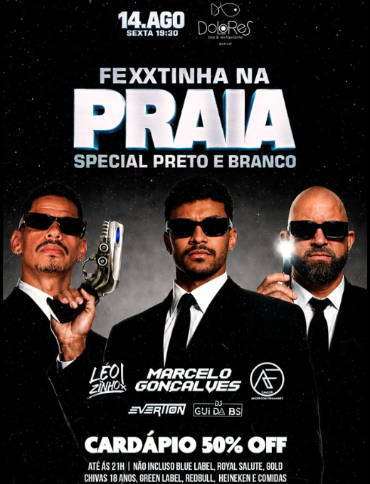 Fexxtinha na Praia Special Noite do Preto e Branco